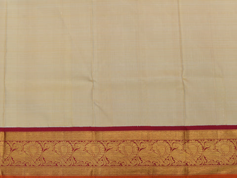 Plain Ivory With Contrast Border Pavadai Sattai Material