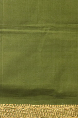 Plain Mehandi Green With Small Zari Border Mangalagiri Cotton Saree