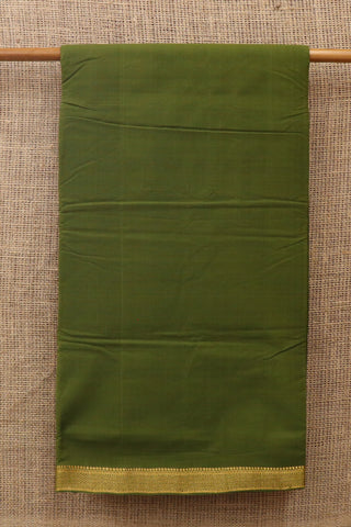 Plain Mehandi Green With Small Zari Border Mangalagiri Cotton Saree