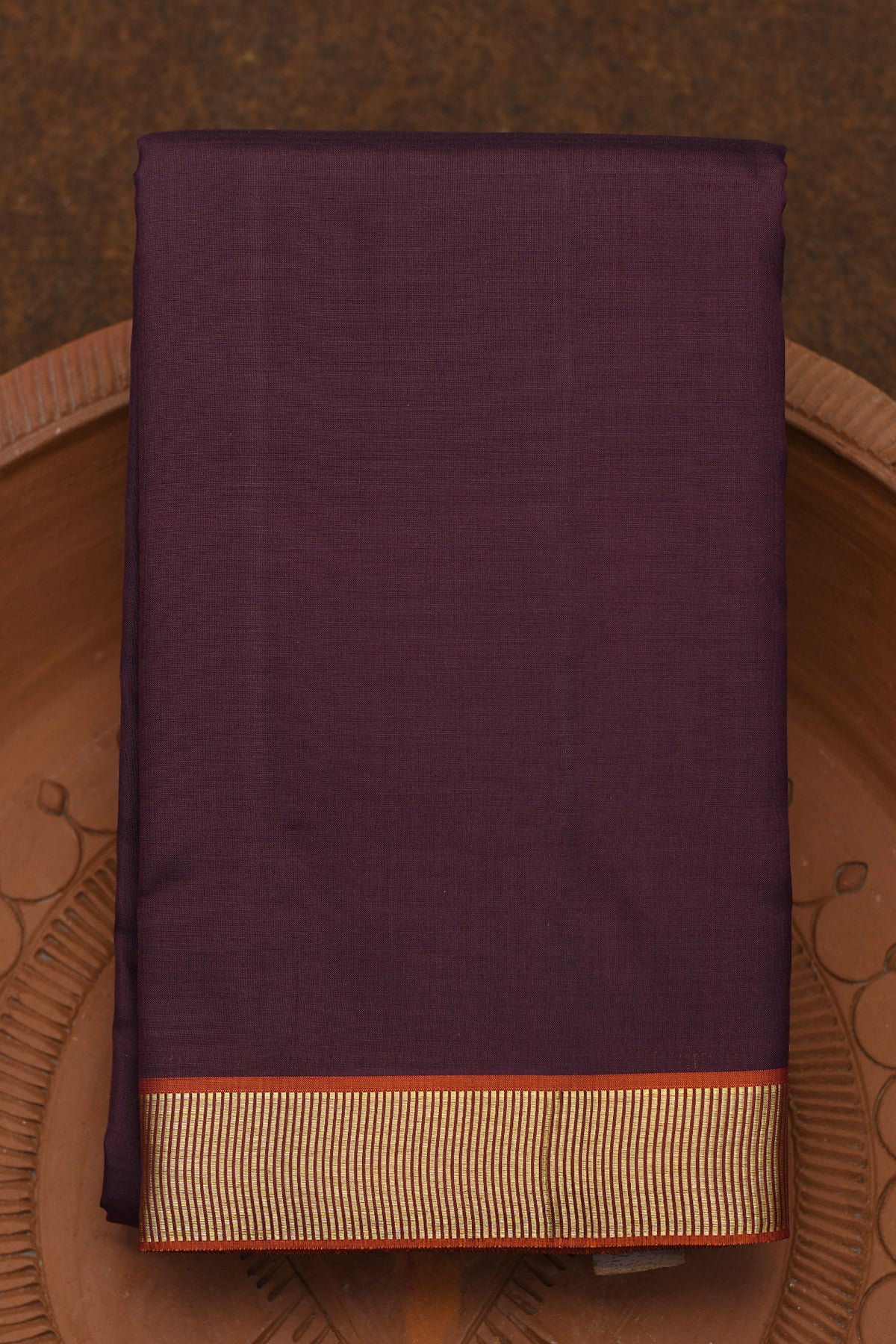 Plain Mulberry Purple Kanchipuram Silk Saree