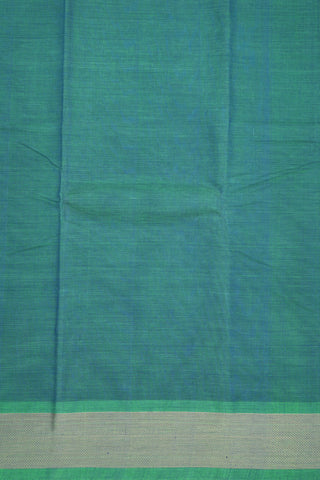 Plain Peacock Green Kanchi Cotton Saree