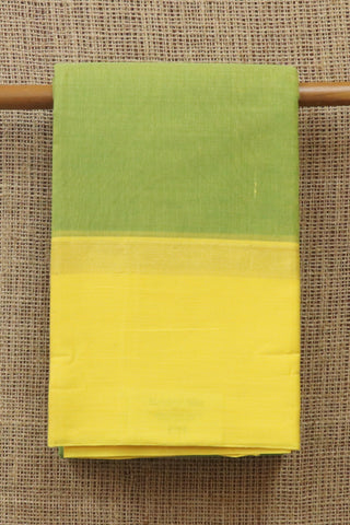 Plain Pear Green With Big Contrast Border Kanchi Cotton Saree