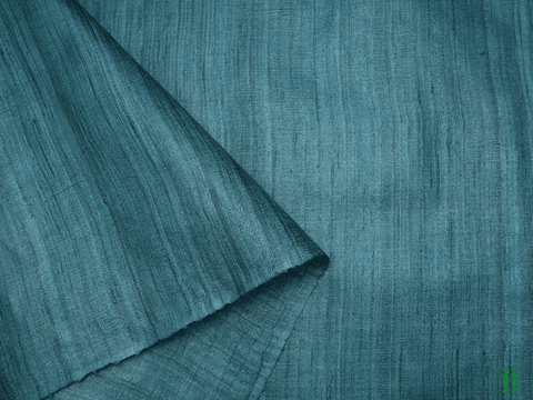 Plain Teal Green Tussar Silk Unstitched Blouse Material