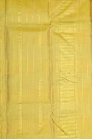 Plain Yellow Border With Zari Stripes Off White And Brown Kanchipuram Silk Saree
