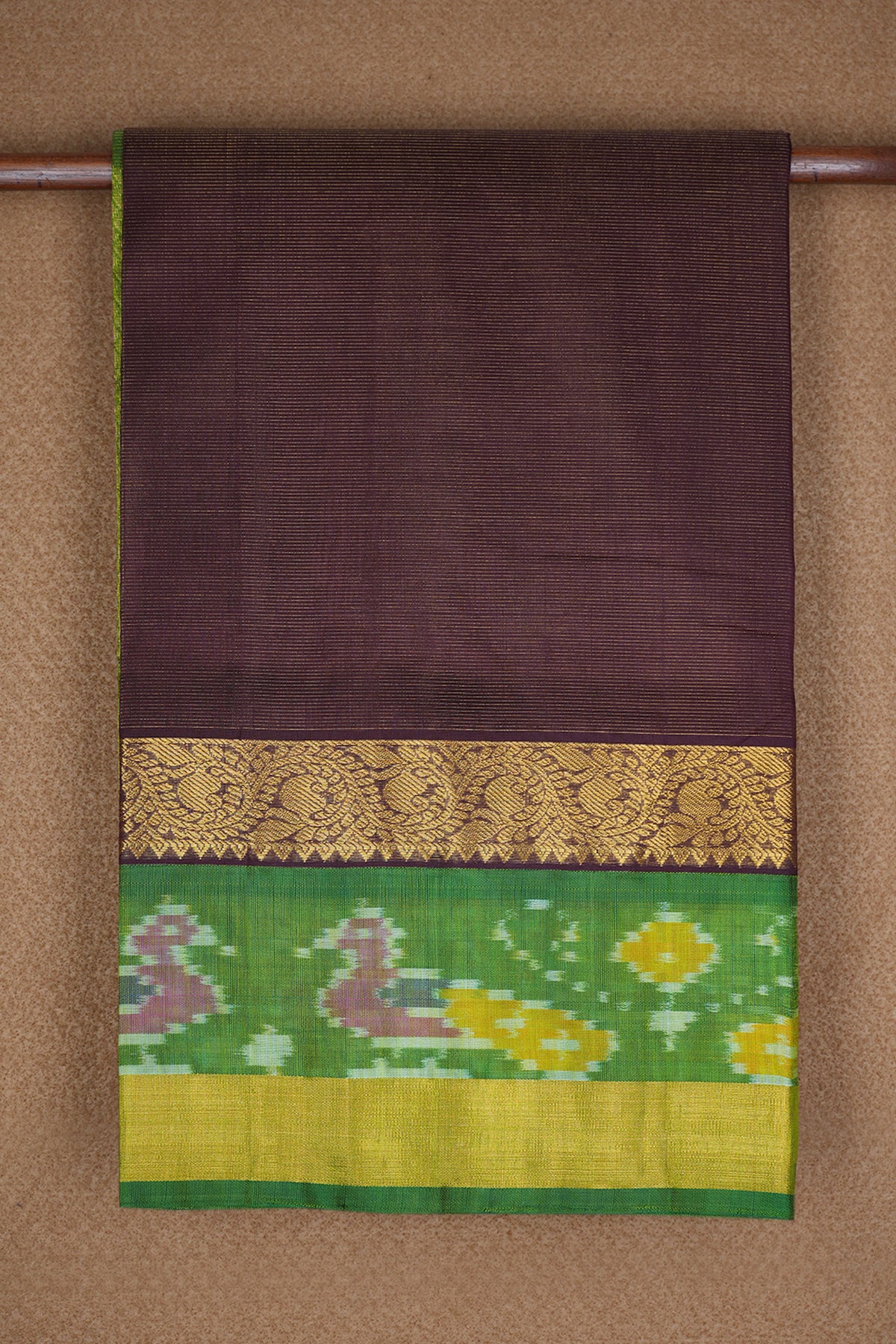 Pochampally Border Coffee Brown Traditional Silk Cotton Saree