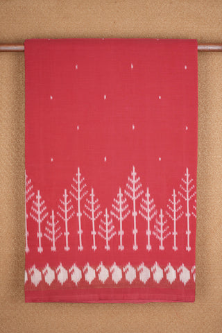 Ikat Design Blush Red Pochampally Cotton Saree