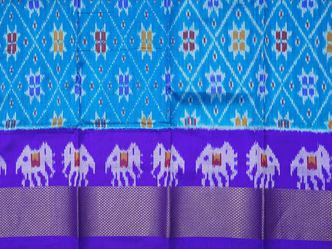 Pochampally Design Azure Blue Pavadai Sattai Material
