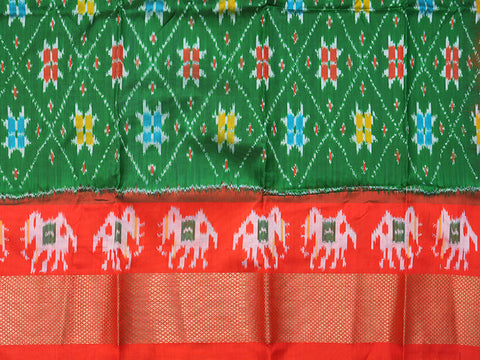 Pochampally Design Emerald Green Pavadai Sattai Material