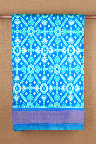 Allover Ikat Design With Bavanchi Border Sky Blue Pochampally Silk Saree