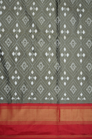 Bavanchi Border With Ikat Design Chalet Green Pochampally Silk Saree