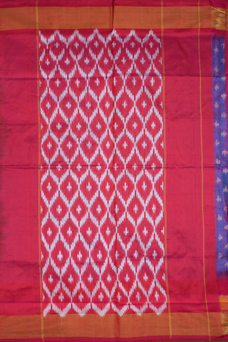 Allover Ikat Design With Bavanchi Border Ramar Blue Pochampally Handloom Silk Saree