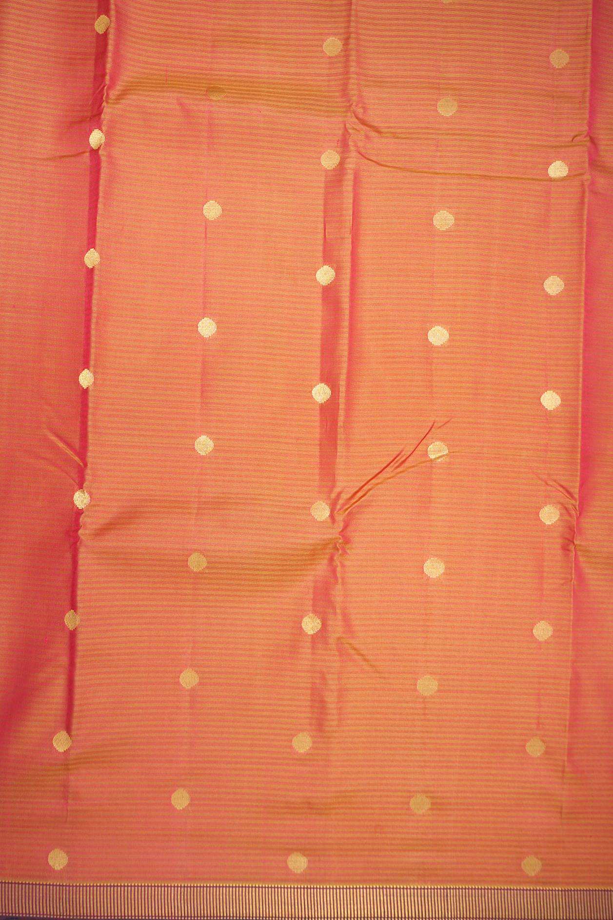 Polka Dots Coral Orange Kanchipuram Silk Saree