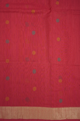 Polka Dots Crimson Red Bengal Cotton Saree