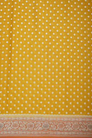 Polka Dots Design Honey Yellow Georgette Banarasi Silk Saree