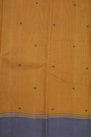 Polka Threadwork Dots Golden Brown Kanchi Cotton Saree