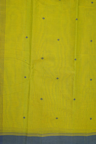 Polka Threadwork Dots Lime Green Kanchi Cotton Saree