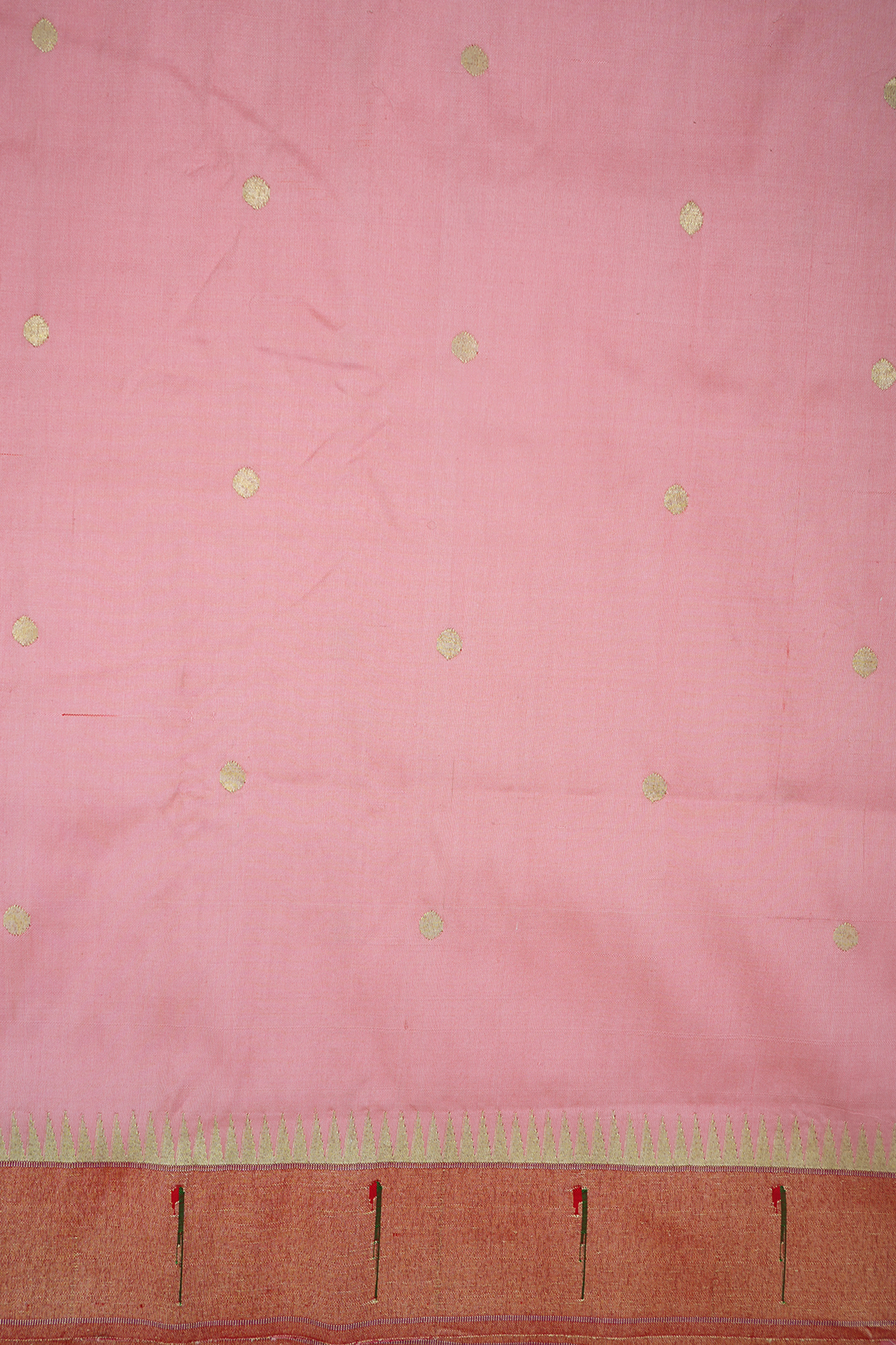 Polka Zari Dots Light Pink Paithani Silk Saree