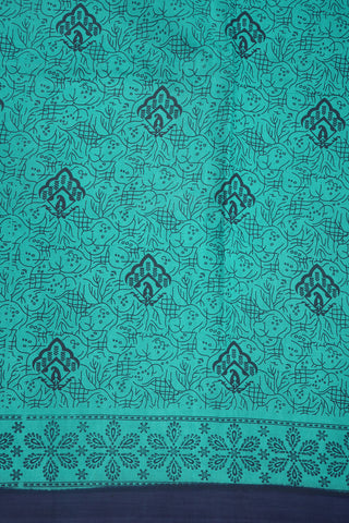 Allover Printed Design Sea Green Sungudi Cotton Saree