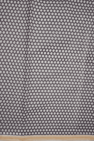 Printed Buttis Brownish Grey Chanderi Silk Cotton Saree