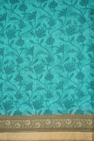 Printed Floral Aqua Green Ahmedabad Cotton Saree