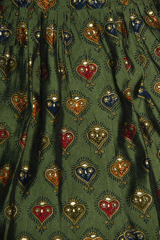 Printed Pendant Design Fern Green Modal Silk Dress