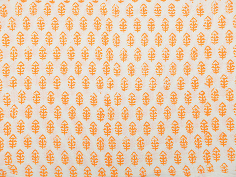 Printed Ivory And Orange Cotton Unstitched Blouse Material