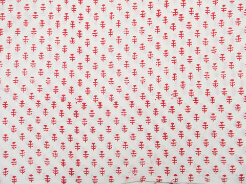 Printed Off White And Red Cotton Unstitched Blouse Material