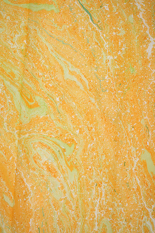 Stone Texture Design Sunrise Orange Color Hand Marble Silk Saree