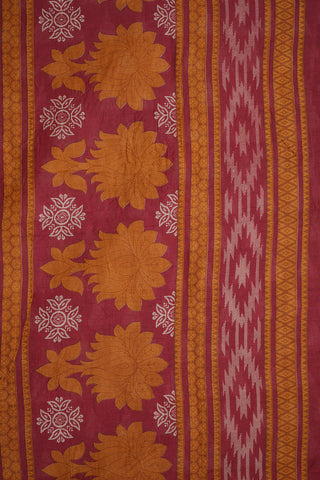 Printed Triangle Design Rust Brown Ahmedabad Cotton Saree