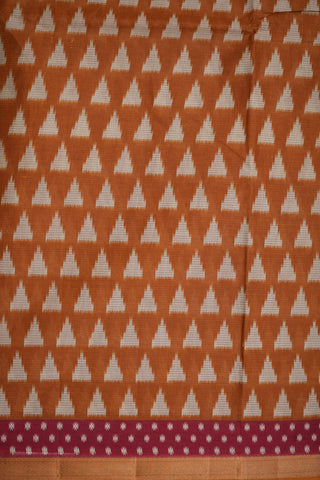 Printed Triangle Design Rust Brown Ahmedabad Cotton Saree