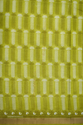 Printed Thoranam Design Moss Green Ahmedabad Cotton Saree