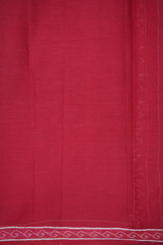 Dabbu Printed Zari Border Blush Red Ahmedabad Cotton Saree
