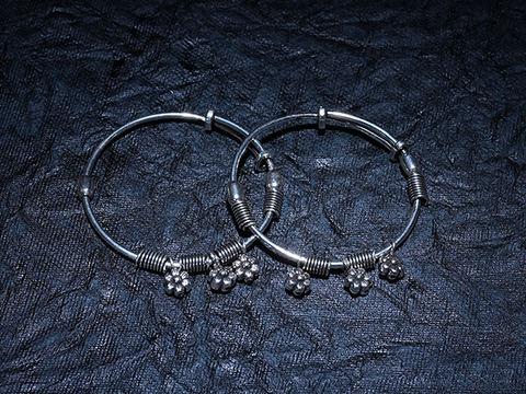 Flower Drops Silver Adjustable Baby Bangles