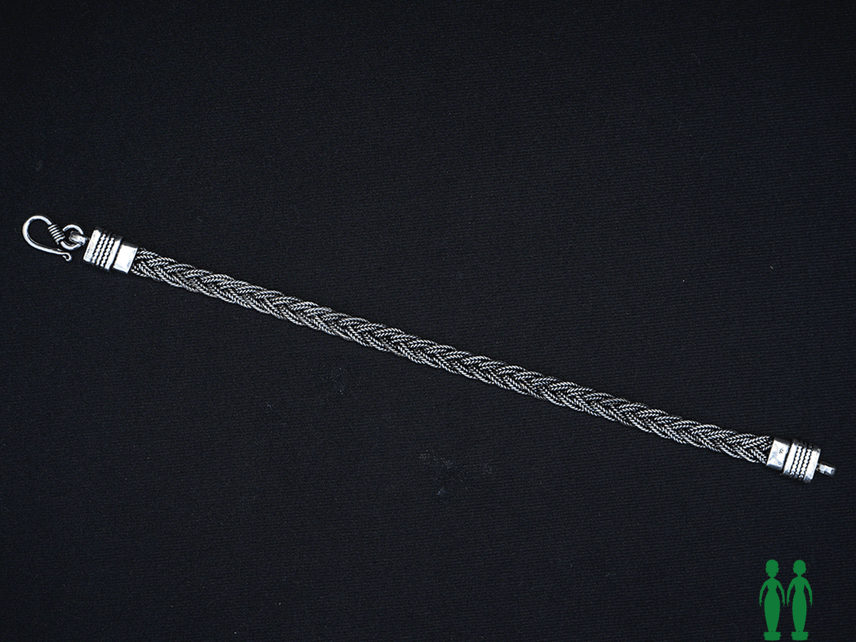 Braided Design Oxidized Pure Silver Mens Bracelet