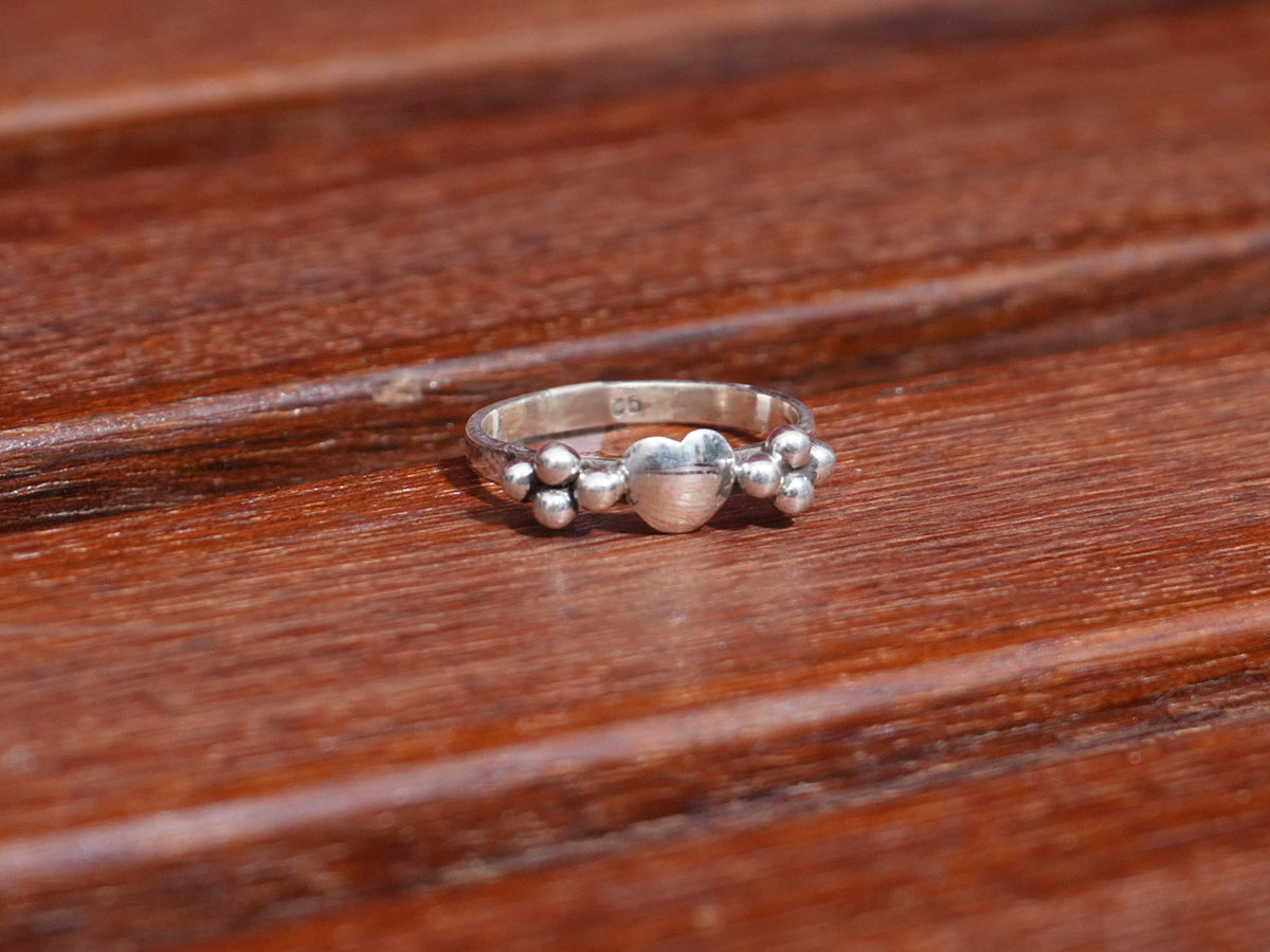 Pure Silver With Antique Finishing Heart Shape Ring