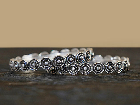 Pure Silver With Oxidise Finishing Light Weight Bangles