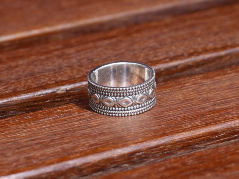 Pure Silver With Oxidized Finishing Rawa Work Finger Ring