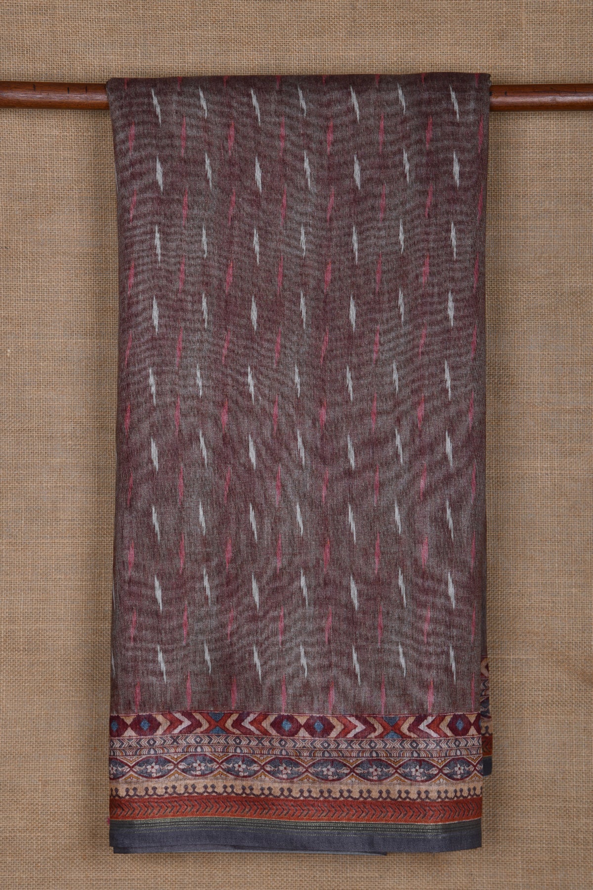 Rain Drop Design Brown Linen Saree