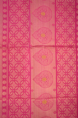 Rani Pink And Beige Checks Kora Silk Cotton Saree