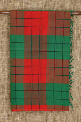 Red And Green Checks Coimbatore Cotton Saree