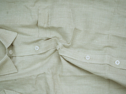Regular Collar Pastel Green Cotton Shirt With Velcro Dhoti Set
