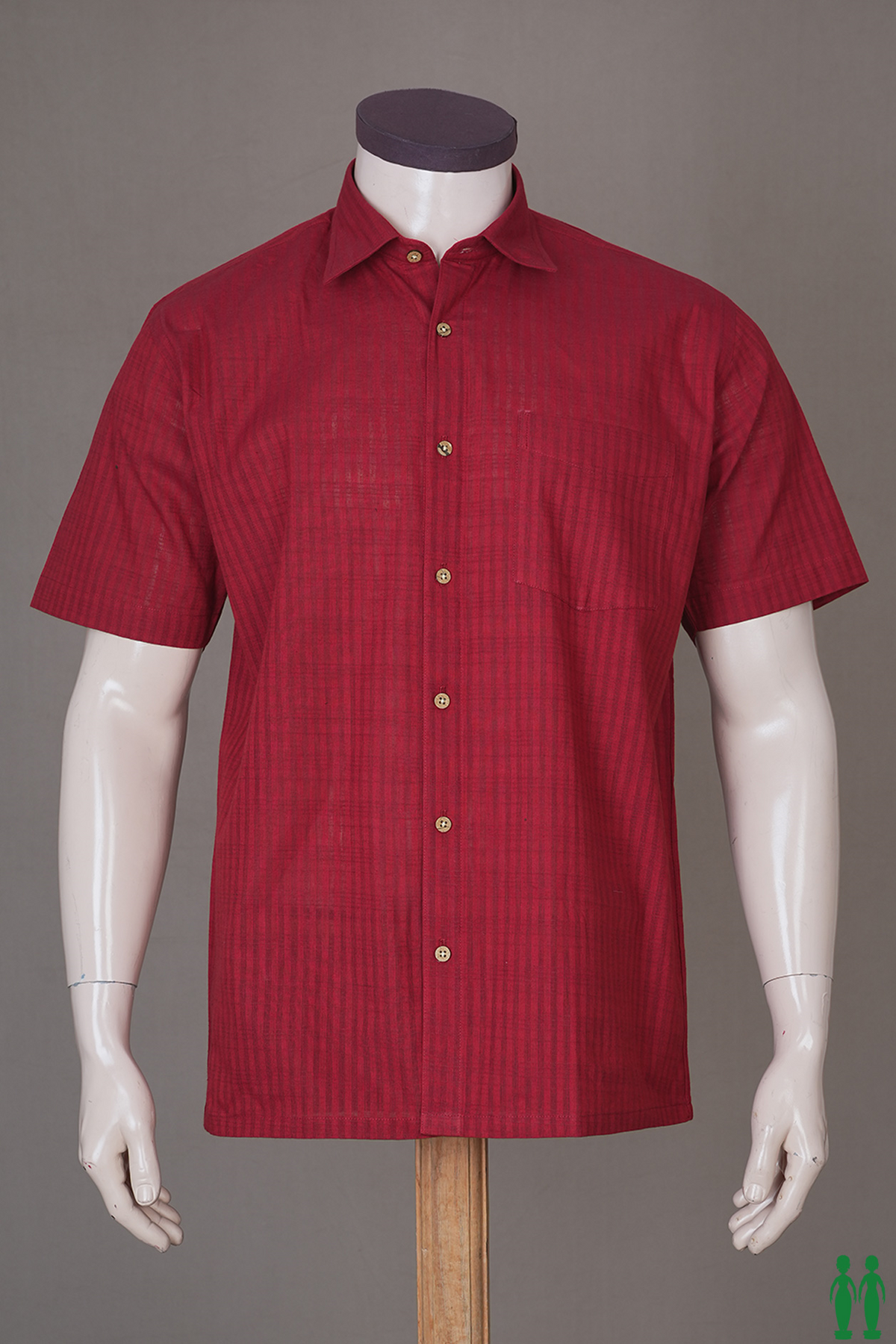 Regular Collar Cherry Red Cotton Shirt