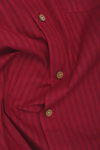 Regular Collar Cherry Red Cotton Shirt