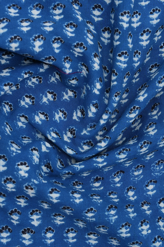 Regular Collar Ajrakh Printed Capri Blue Cotton Shirt