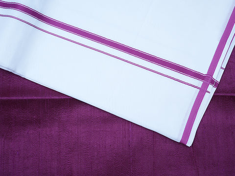 Regular Collar Grape Purple Raw Silk Shirt With Dhoti Set