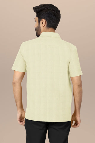 Regular Collar In Stripes Cream Color Cotton Shirt