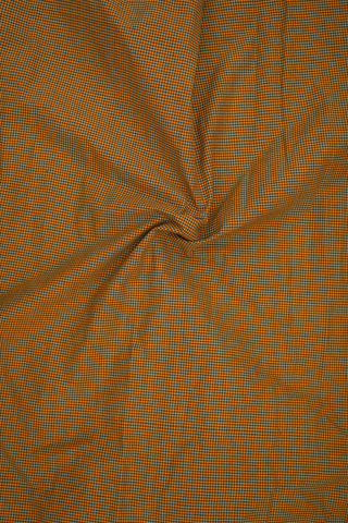 Regular Collar Mustard Yellow Small Checked Cotton Shirt