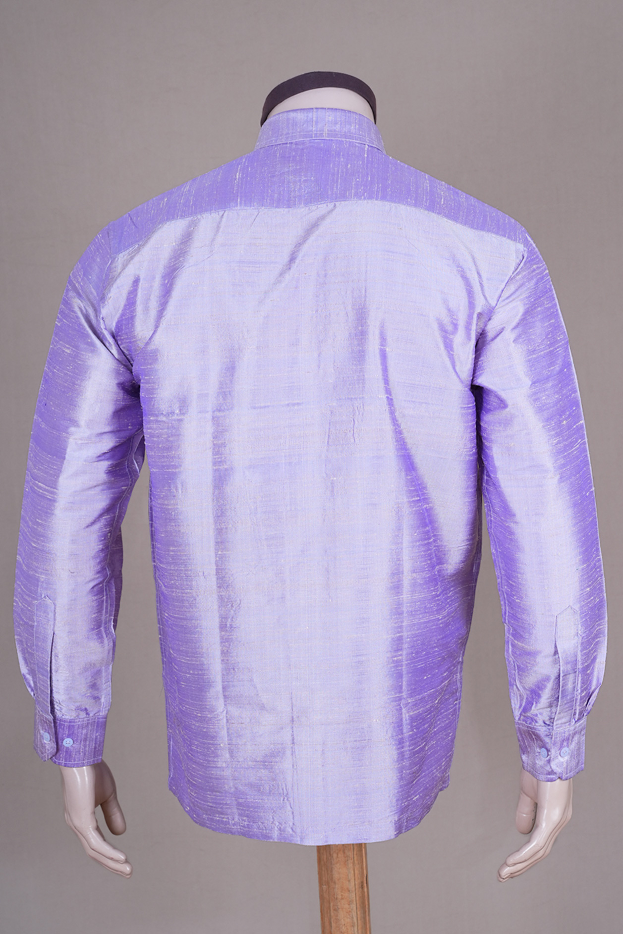 Regular Collar Pastel Purple Raw Silk Shirt