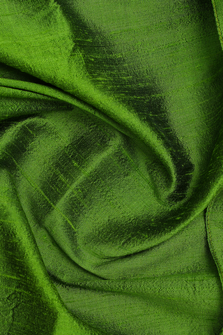 Regular Collar Plain Fern Green Raw Silk Shirt