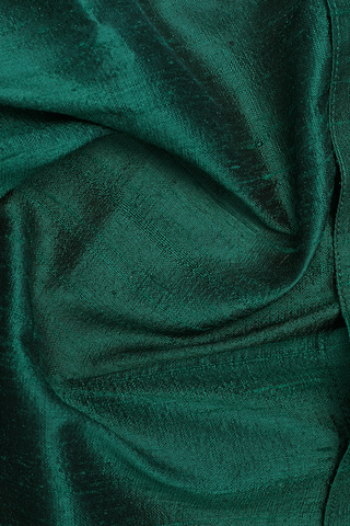 Regular Collar Plain Forest Green Raw Silk Shirt